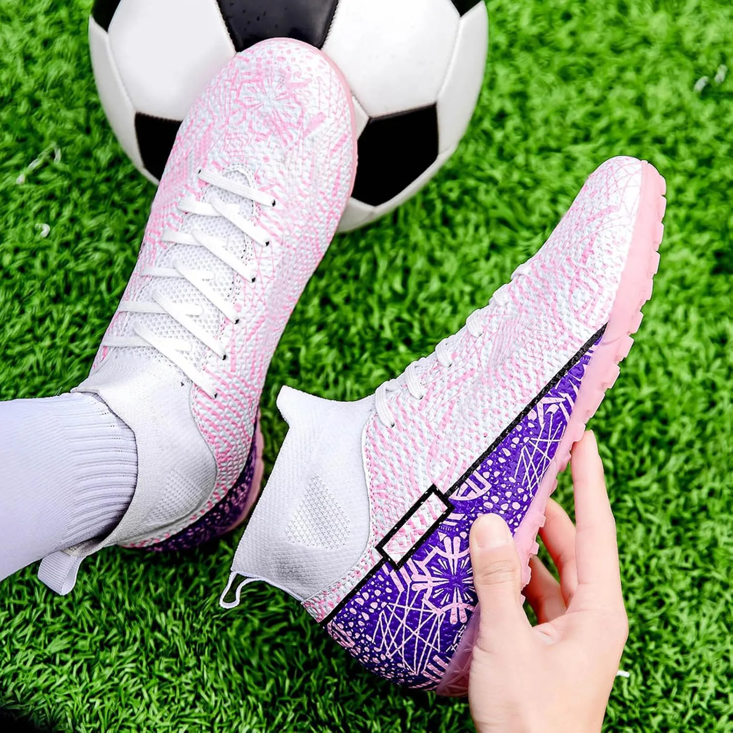 Kids Turf Soccer Shoes Boys Girls Youth Indoor Outdoor Soccer Cleats Football Shoes (Toddler/Little Kid/Big Kid)