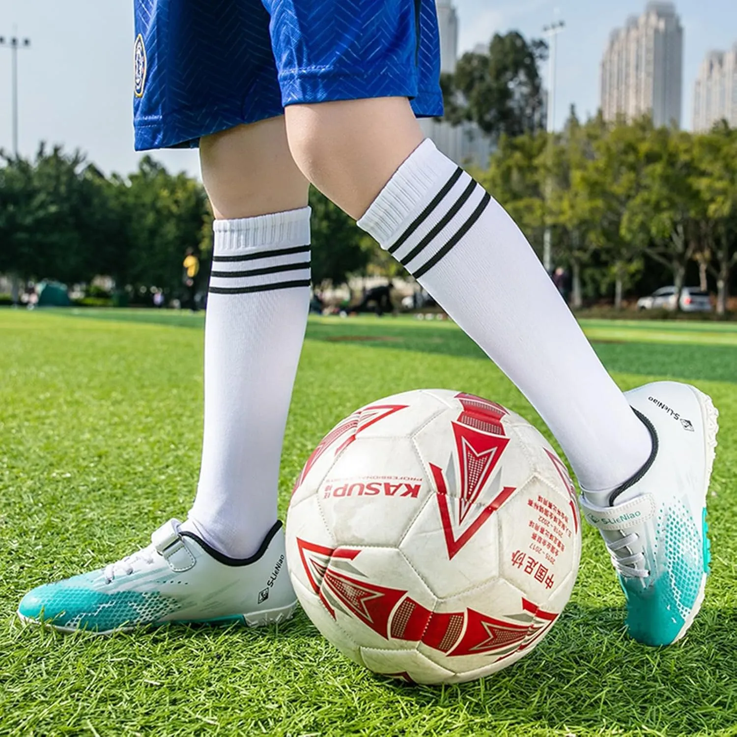 Kids Turf Soccer Shoes Boys Girls Youth Indoor Outdoor Soccer Cleats Football Shoes (Toddler/Little Kid/Big Kid)