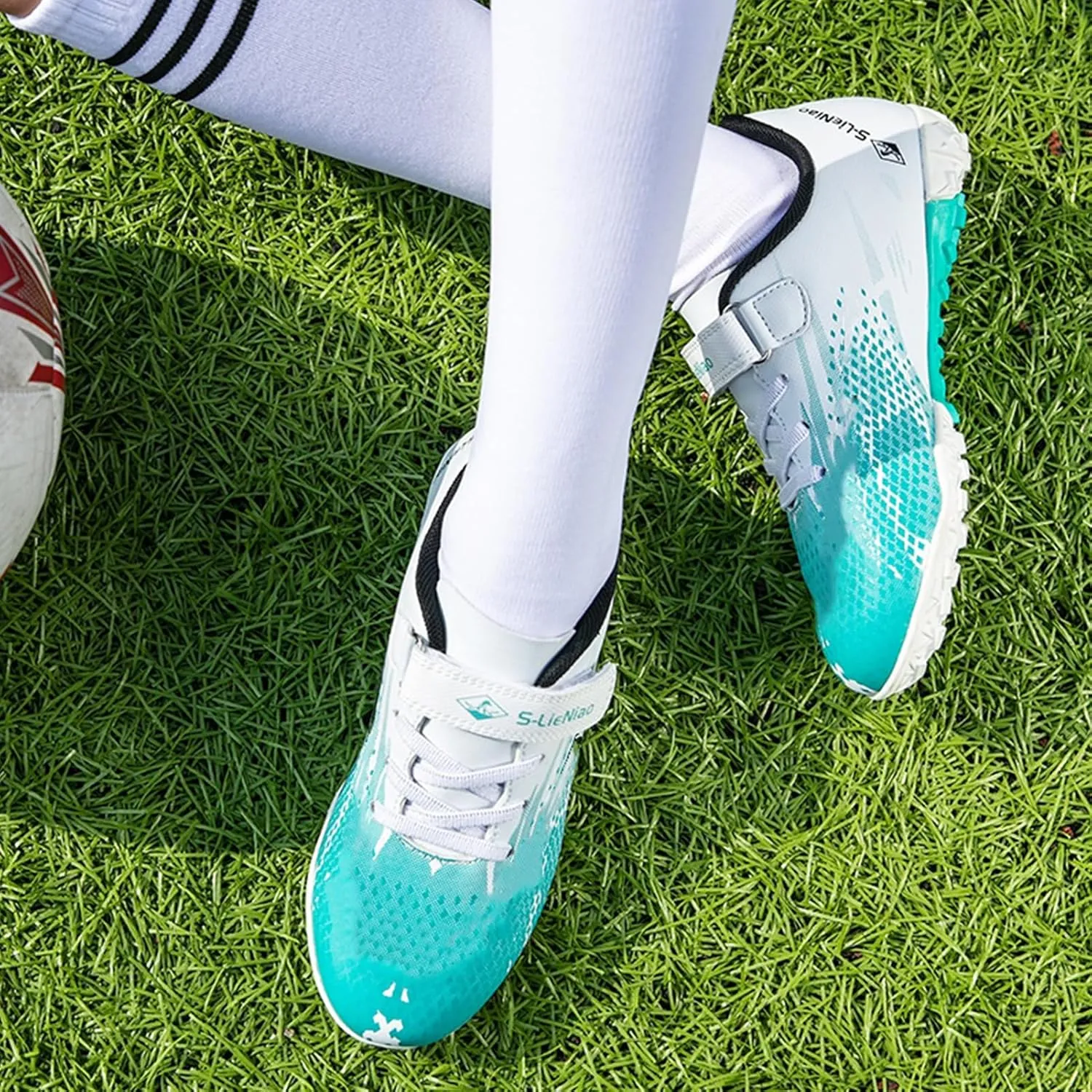Kids Turf Soccer Shoes Boys Girls Youth Indoor Outdoor Soccer Cleats Football Shoes (Toddler/Little Kid/Big Kid)