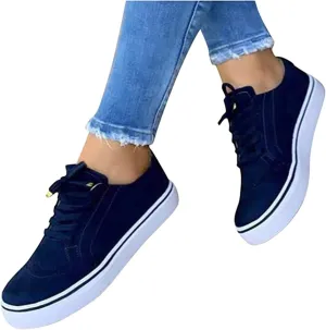 Lausiuoe Women's Fashion Sneakers Slip On Low Top Canvas Shoes Casual Soft Lightweight Comfortable Walking Flat Loafers