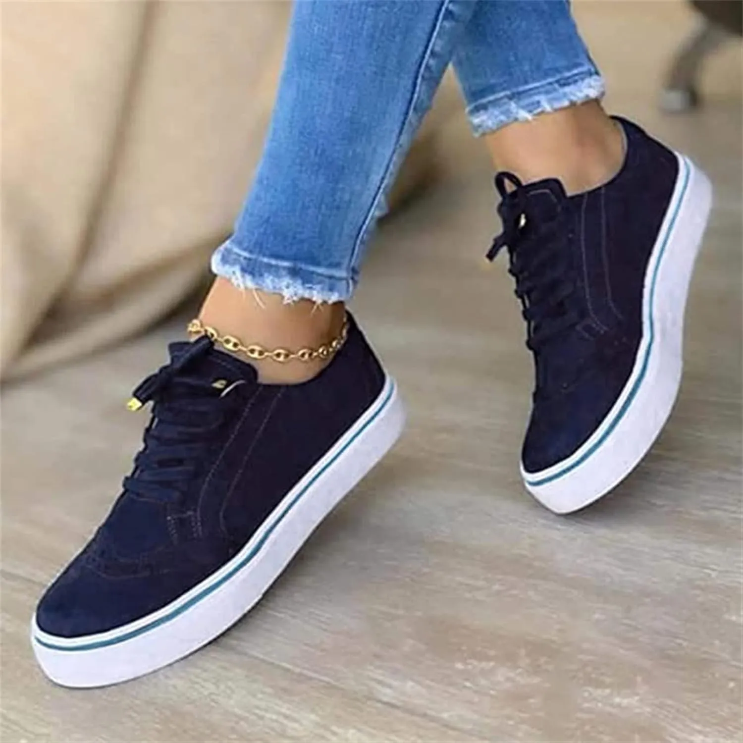 Lausiuoe Women's Fashion Sneakers Slip On Low Top Canvas Shoes Casual Soft Lightweight Comfortable Walking Flat Loafers