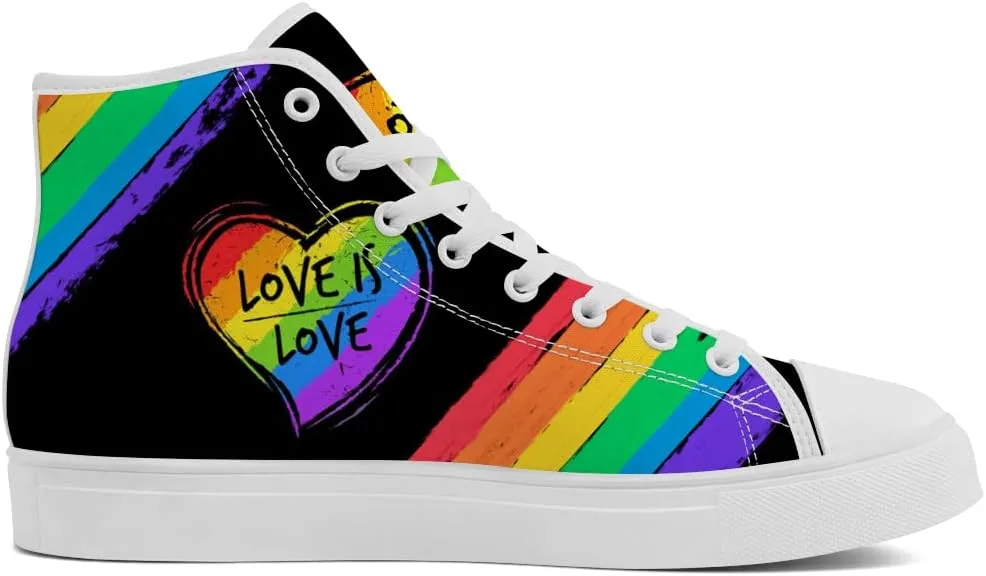 LGBT High Top Sneakers for Men Women LGBTQ High Top Canvas Shoes Lace Up Casual Shoes