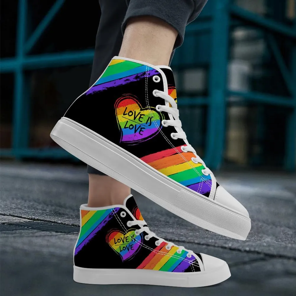 LGBT High Top Sneakers for Men Women LGBTQ High Top Canvas Shoes Lace Up Casual Shoes