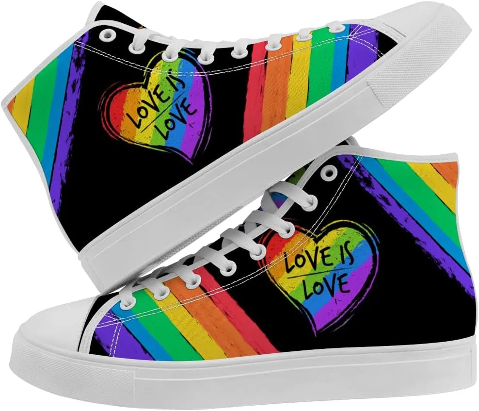 LGBT High Top Sneakers for Men Women LGBTQ High Top Canvas Shoes Lace Up Casual Shoes