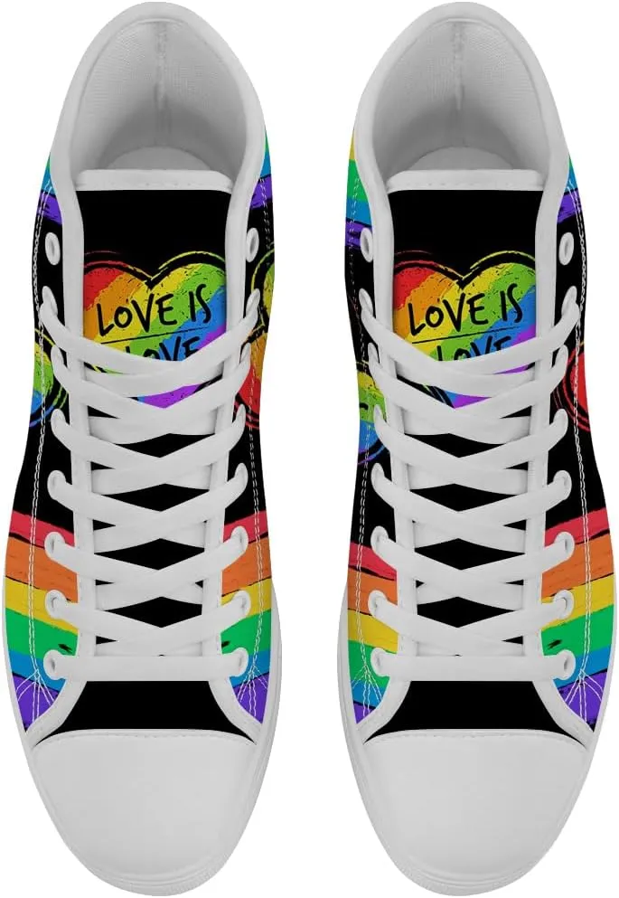 LGBT High Top Sneakers for Men Women LGBTQ High Top Canvas Shoes Lace Up Casual Shoes