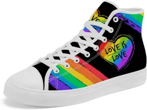 LGBT High Top Sneakers for Men Women LGBTQ High Top Canvas Shoes Lace Up Casual Shoes