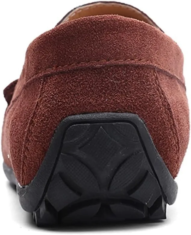 Loafers for Men Genuine Leather Stitching Details Round Toe Suede Vamp Penny Loafer Rubber Sole Flexible Slip Resistant Lightweight Classic Slip-ons