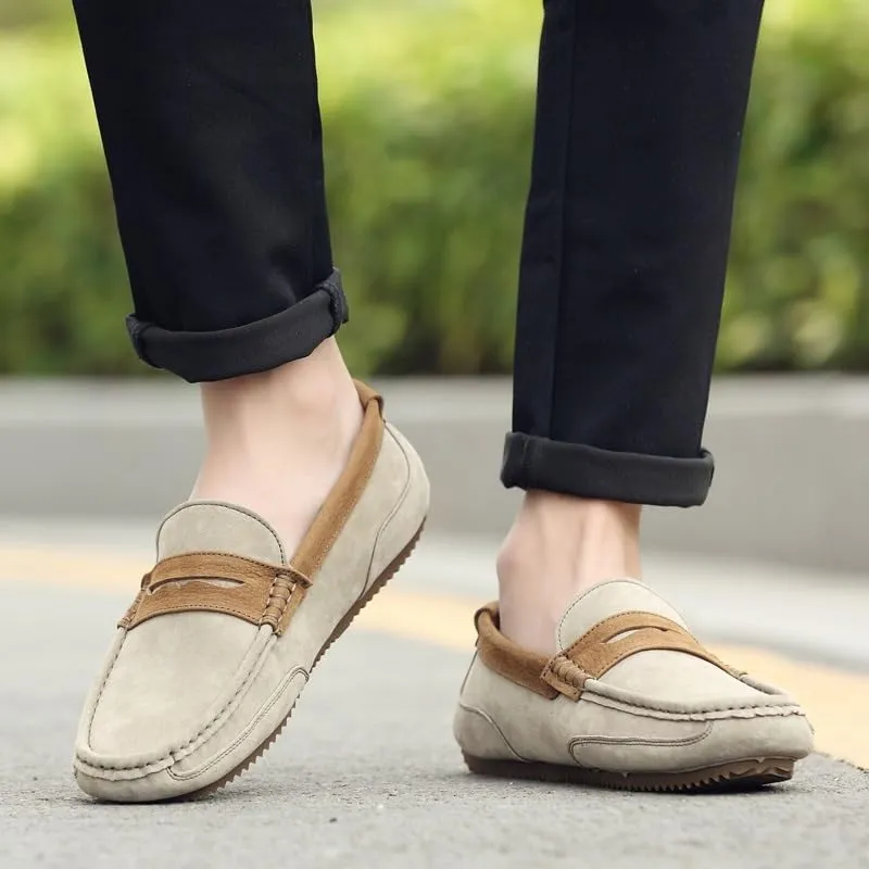 Loafers for Men Round Toe Suede Vamp Penny Loafers Lightweight Slip Resistant Anti-Slip Classic Slip-ons