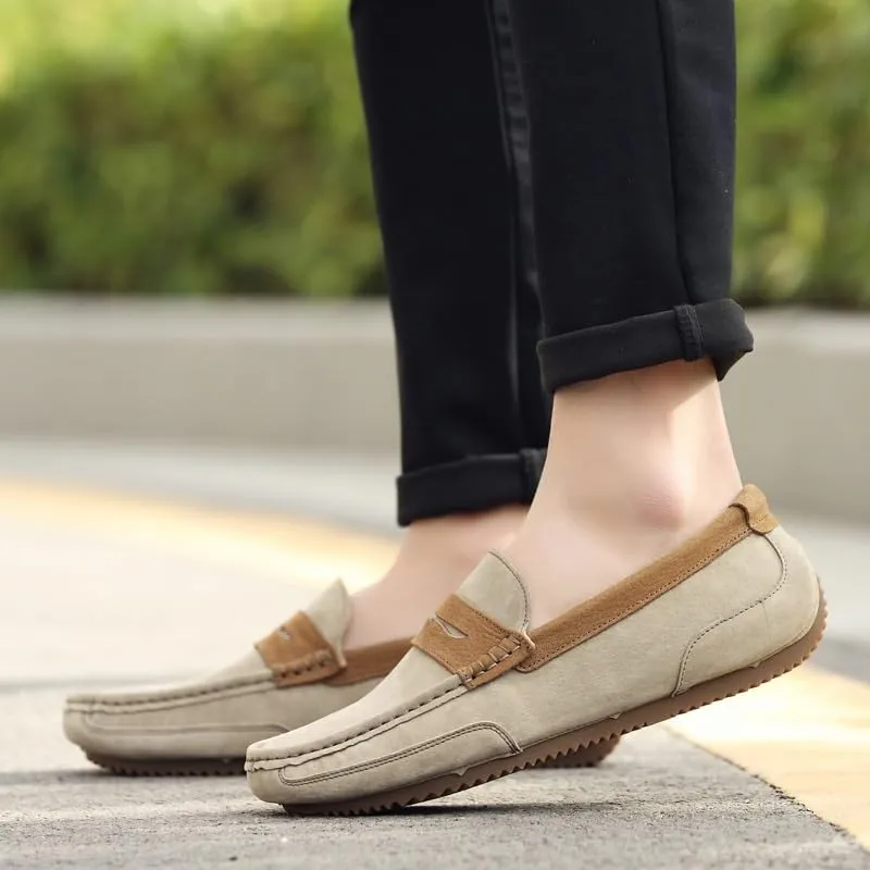 Loafers for Men Round Toe Suede Vamp Penny Loafers Lightweight Slip Resistant Anti-Slip Classic Slip-ons