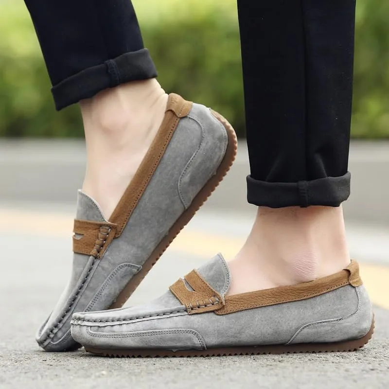 Loafers for Men Round Toe Suede Vamp Penny Loafers Lightweight Slip Resistant Anti-Slip Classic Slip-ons
