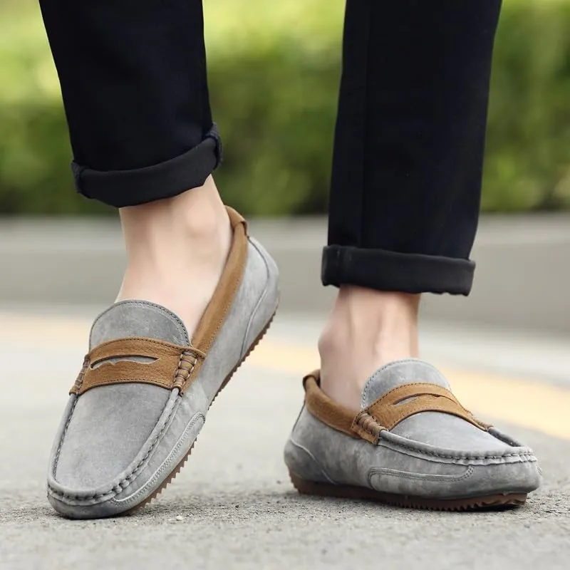 Loafers for Men Round Toe Suede Vamp Penny Loafers Lightweight Slip Resistant Anti-Slip Classic Slip-ons