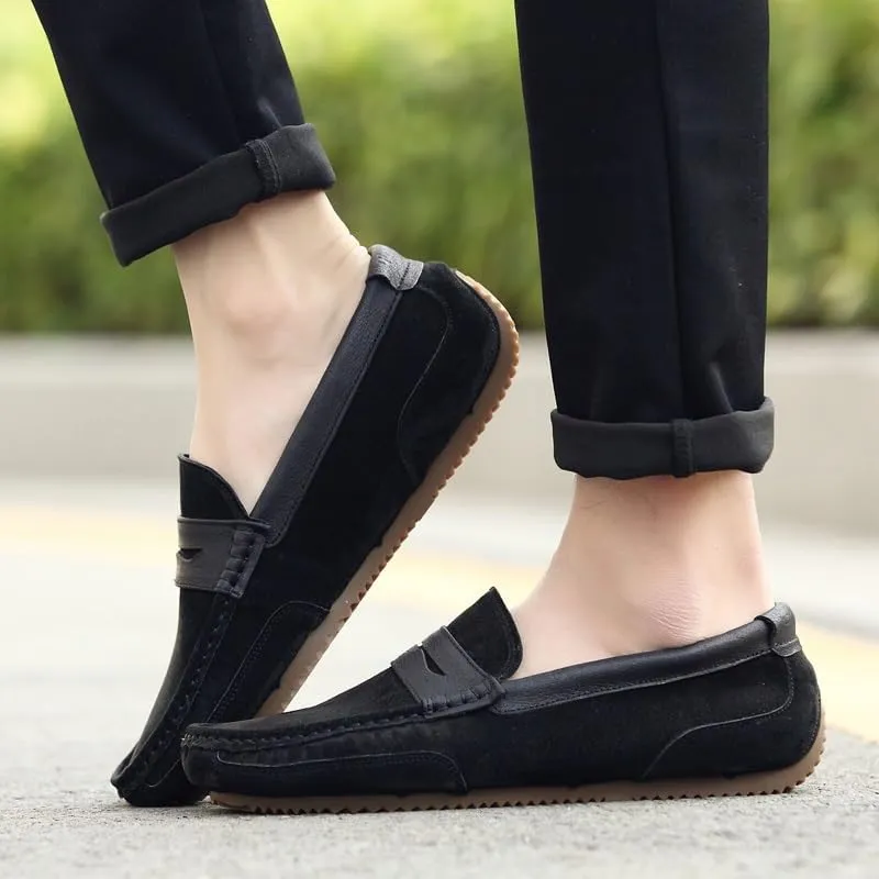 Loafers for Men Round Toe Suede Vamp Penny Loafers Lightweight Slip Resistant Anti-Slip Classic Slip-ons