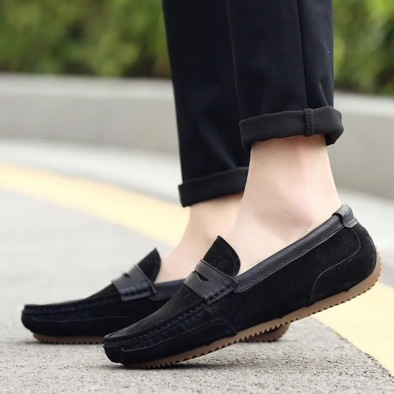 Loafers for Men Round Toe Suede Vamp Penny Loafers Lightweight Slip Resistant Anti-Slip Classic Slip-ons