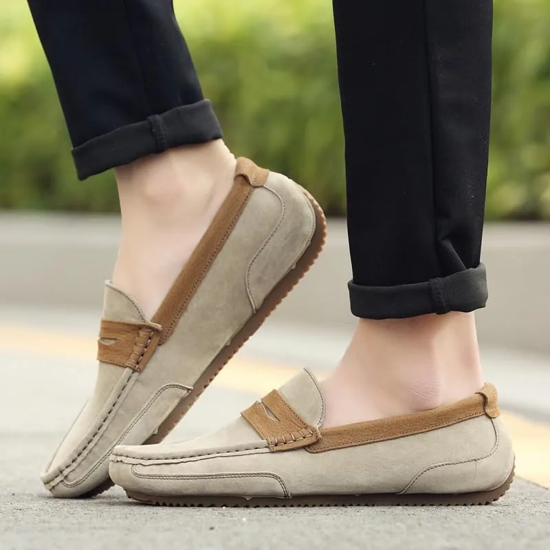 Loafers for Men Round Toe Suede Vamp Penny Loafers Lightweight Slip Resistant Anti-Slip Classic Slip-ons