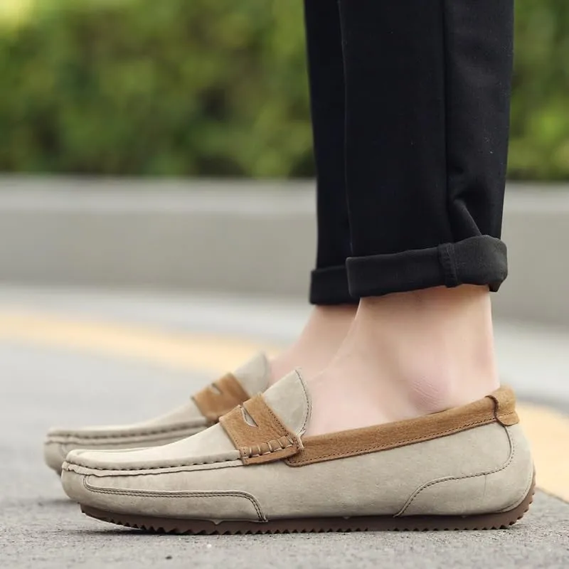 Loafers for Men Round Toe Suede Vamp Penny Loafers Lightweight Slip Resistant Anti-Slip Classic Slip-ons