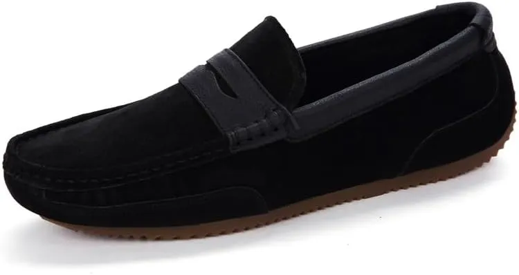 Loafers for Men Round Toe Suede Vamp Penny Loafers Lightweight Slip Resistant Anti-Slip Classic Slip-ons