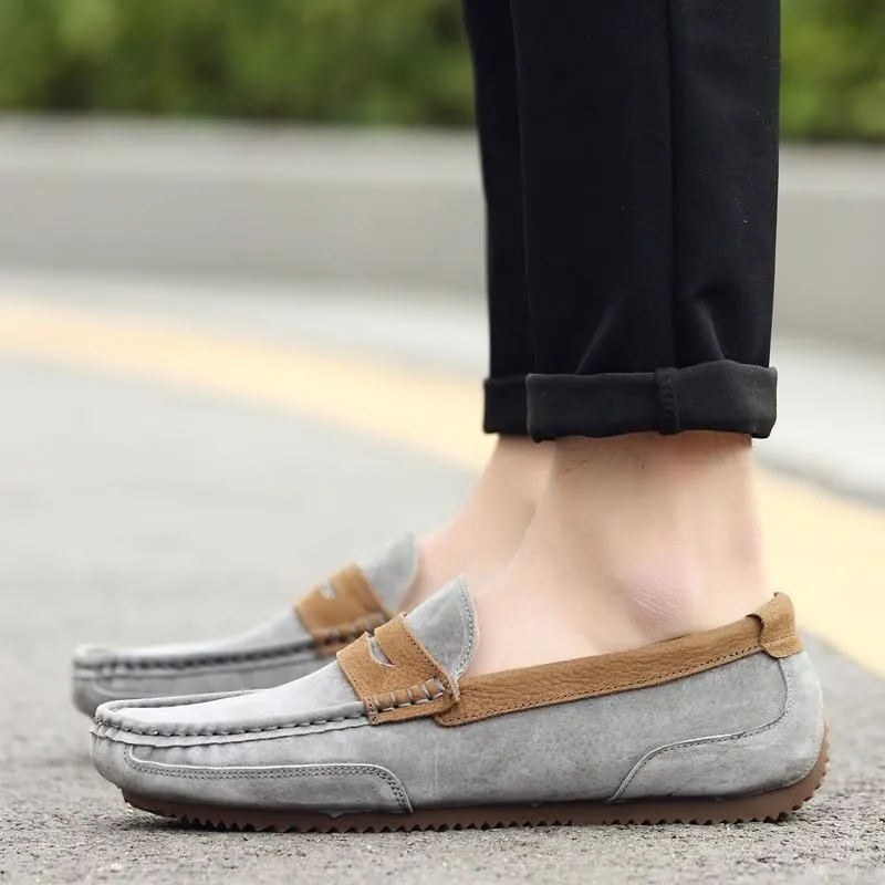 Loafers for Men Round Toe Suede Vamp Penny Loafers Lightweight Slip Resistant Anti-Slip Classic Slip-ons