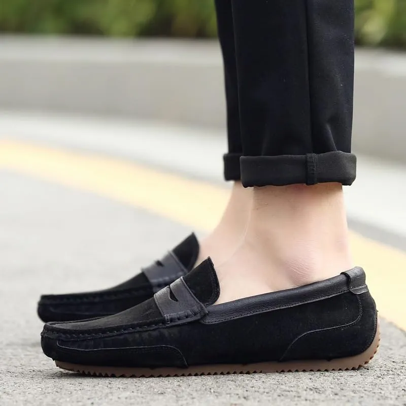 Loafers for Men Round Toe Suede Vamp Penny Loafers Lightweight Slip Resistant Anti-Slip Classic Slip-ons