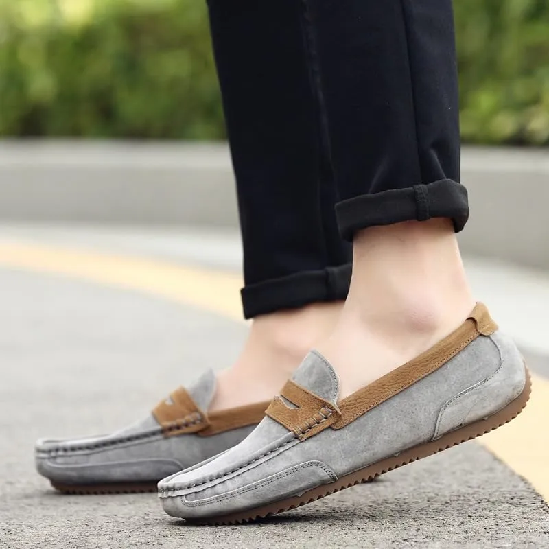 Loafers for Men Round Toe Suede Vamp Penny Loafers Lightweight Slip Resistant Anti-Slip Classic Slip-ons