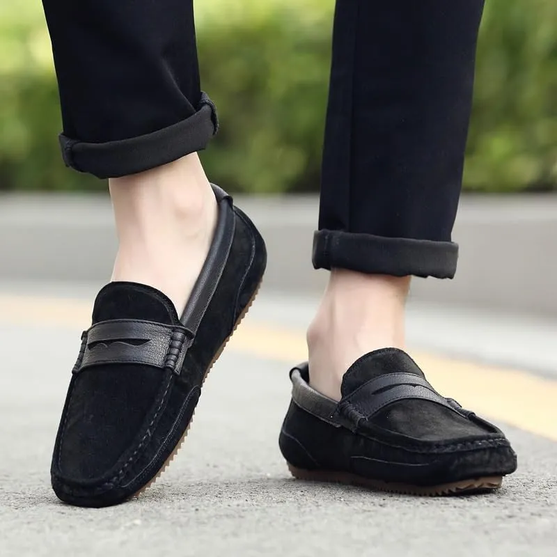 Loafers for Men Round Toe Suede Vamp Penny Loafers Lightweight Slip Resistant Anti-Slip Classic Slip-ons