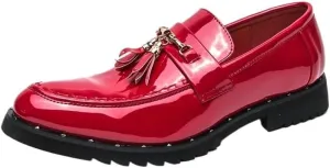 Loafers for Men Tassel Shoe Men's Cowhide Handmade Sewing Casual Wedding Party Slip on Pointed Dress Shoes Man