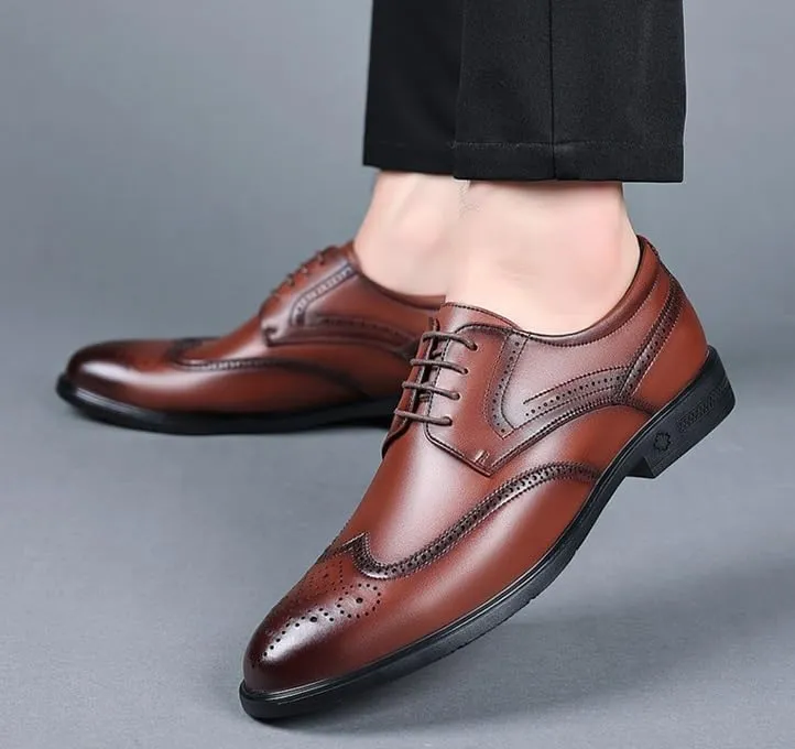 Men Casual Derby Shoes Mens Formal Business Classic Lace Up Wingtip Brogue Oxford Shoes