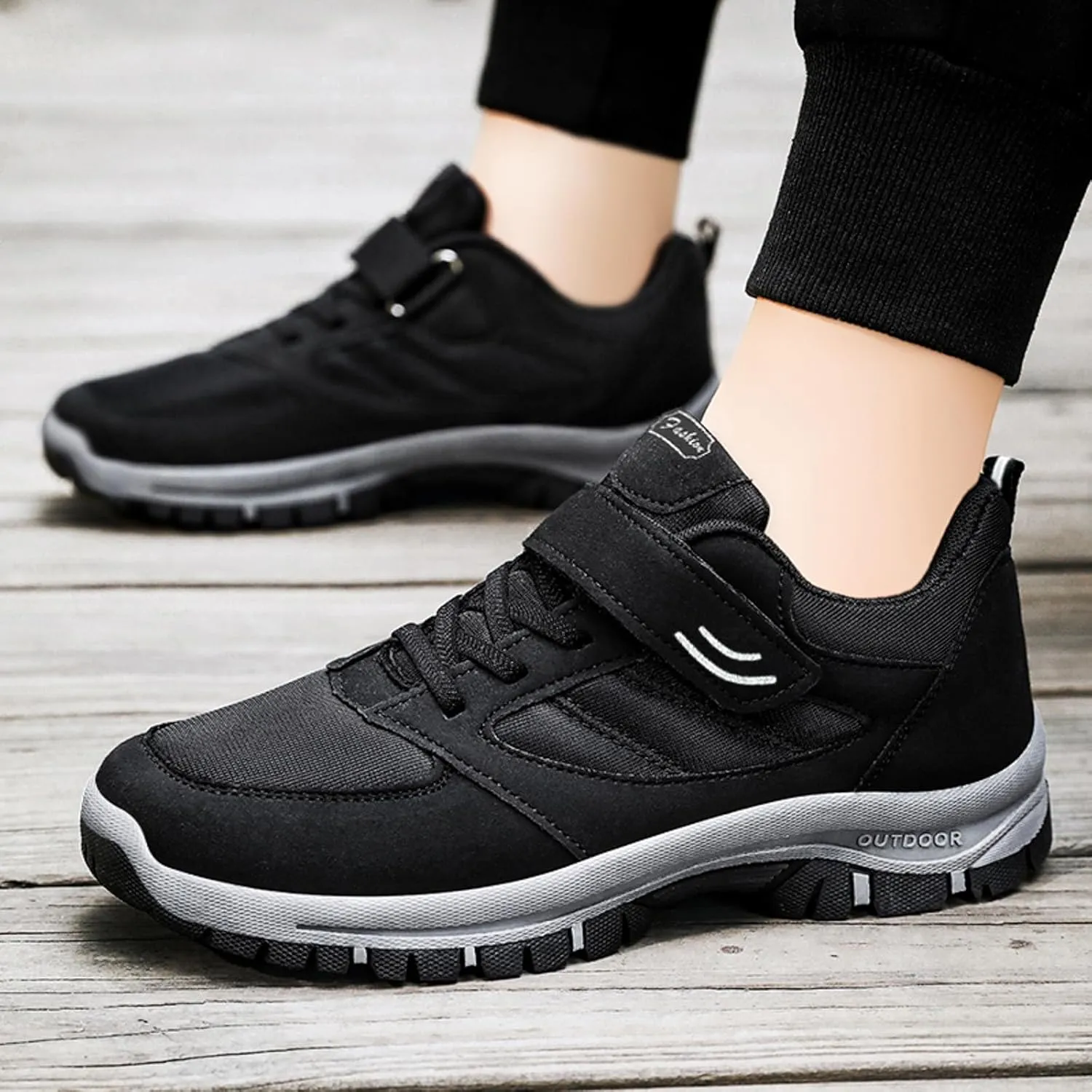 Men Casual Shoes Fashionable New Pattern Solid Color Simple Thick Sole Hook Loop Four Season Sports Mens Athletic Shoes