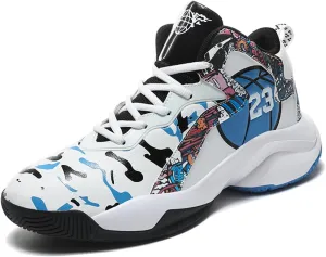 Mens Breathable Basketball Shoes Fashion High Top Non-Slip Running Trail Air Sports Athletic Walking Sneakers Tennis Shoes