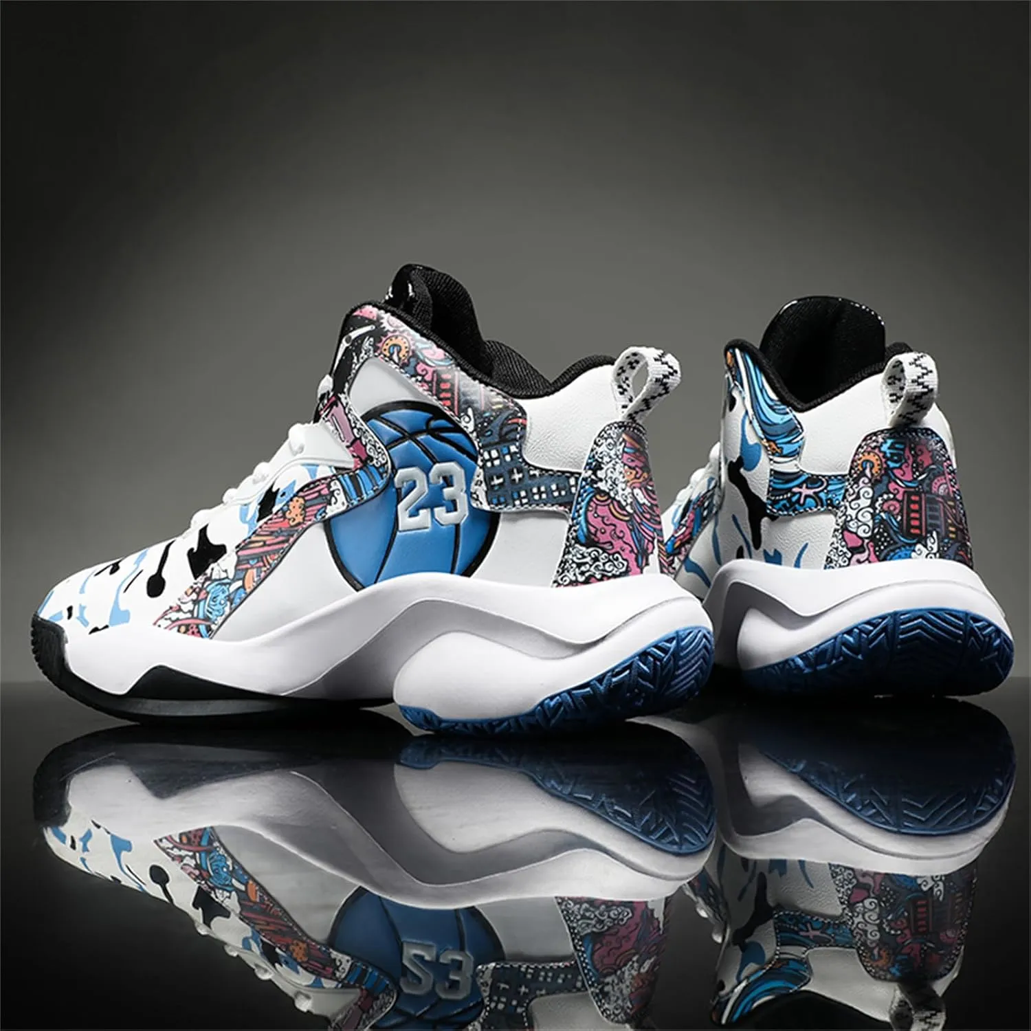 Mens Breathable Basketball Shoes Fashion High Top Non-Slip Running Trail Air Sports Athletic Walking Sneakers Tennis Shoes