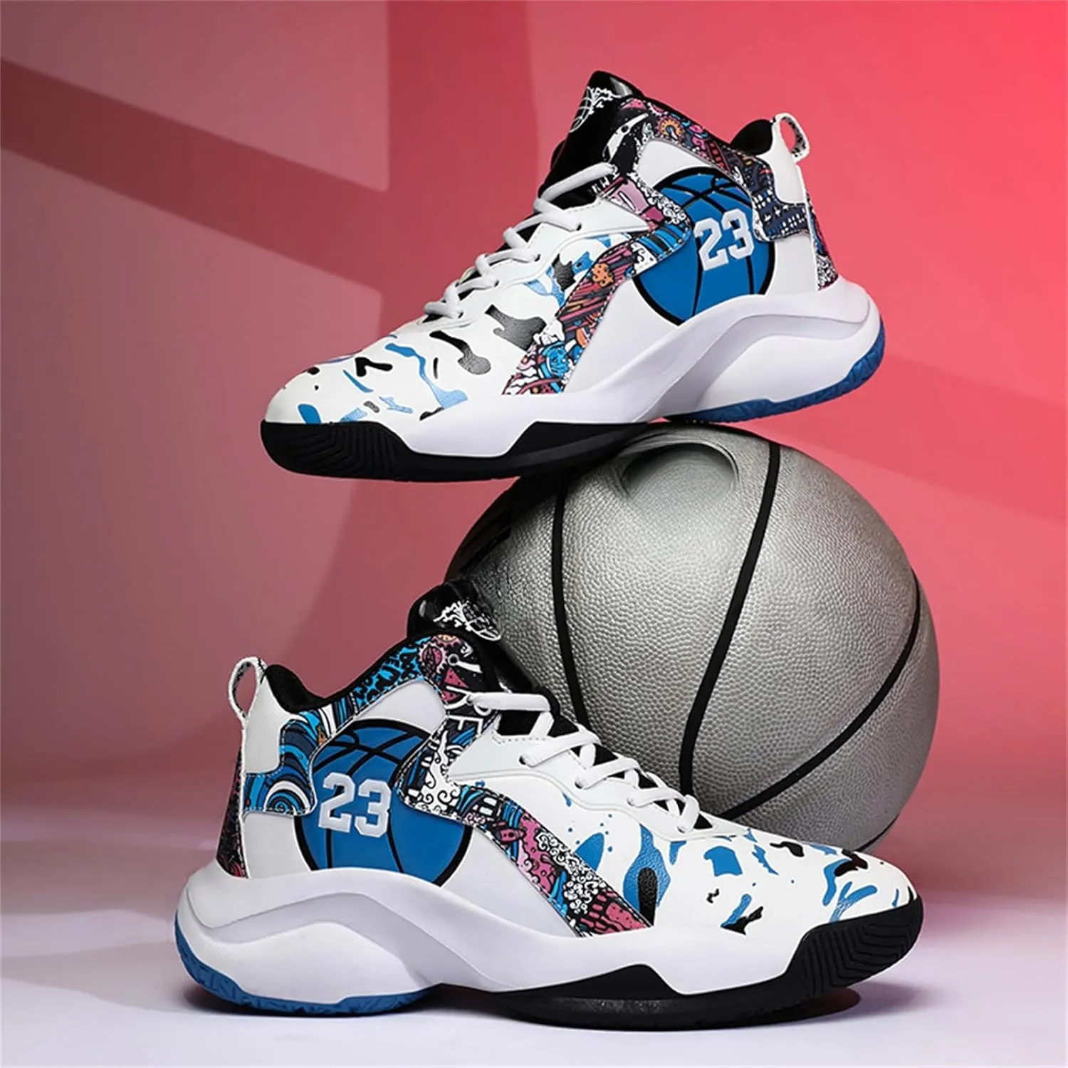 Mens Breathable Basketball Shoes Fashion High Top Non-Slip Running Trail Air Sports Athletic Walking Sneakers Tennis Shoes