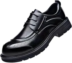 Men's Breathable Dress Sneakers Mens Classic Oxford Shoes Genuine Leather Business Formal Casual Derby Shoes