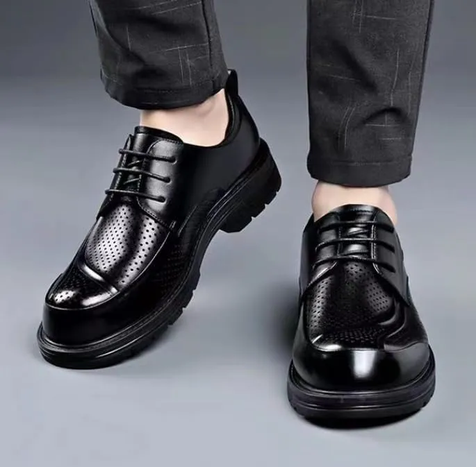 Men's Breathable Dress Sneakers Mens Classic Oxford Shoes Genuine Leather Business Formal Casual Derby Shoes