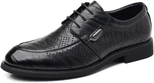 Men's Breathable Leather Dress Shoes Business Retro Comfortable Oxford Shoes Non-Slip Softsole Walking Derby Shoes for Men