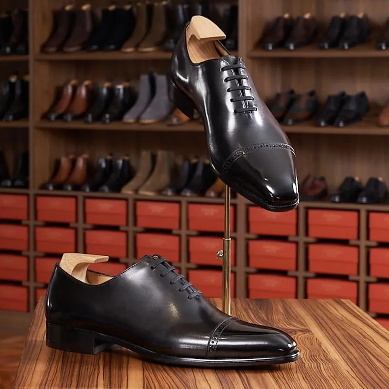 Men's Breathable Leather Wingtip Brogue Oxfords Men's Business Casual Loafers Patent r Formal Oxford Slip On Genuine Prom Suit Shoes