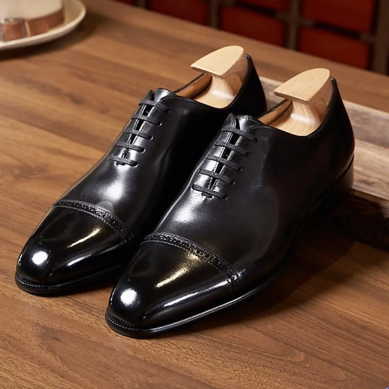 Men's Breathable Leather Wingtip Brogue Oxfords Men's Business Casual Loafers Patent r Formal Oxford Slip On Genuine Prom Suit Shoes