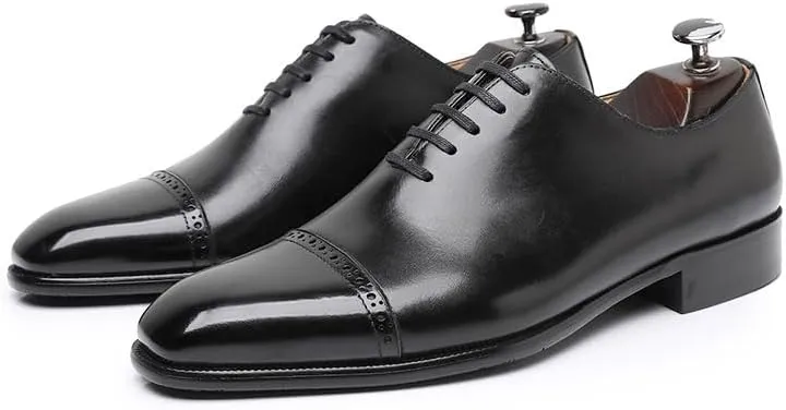 Men's Breathable Leather Wingtip Brogue Oxfords Men's Business Casual Loafers Patent r Formal Oxford Slip On Genuine Prom Suit Shoes