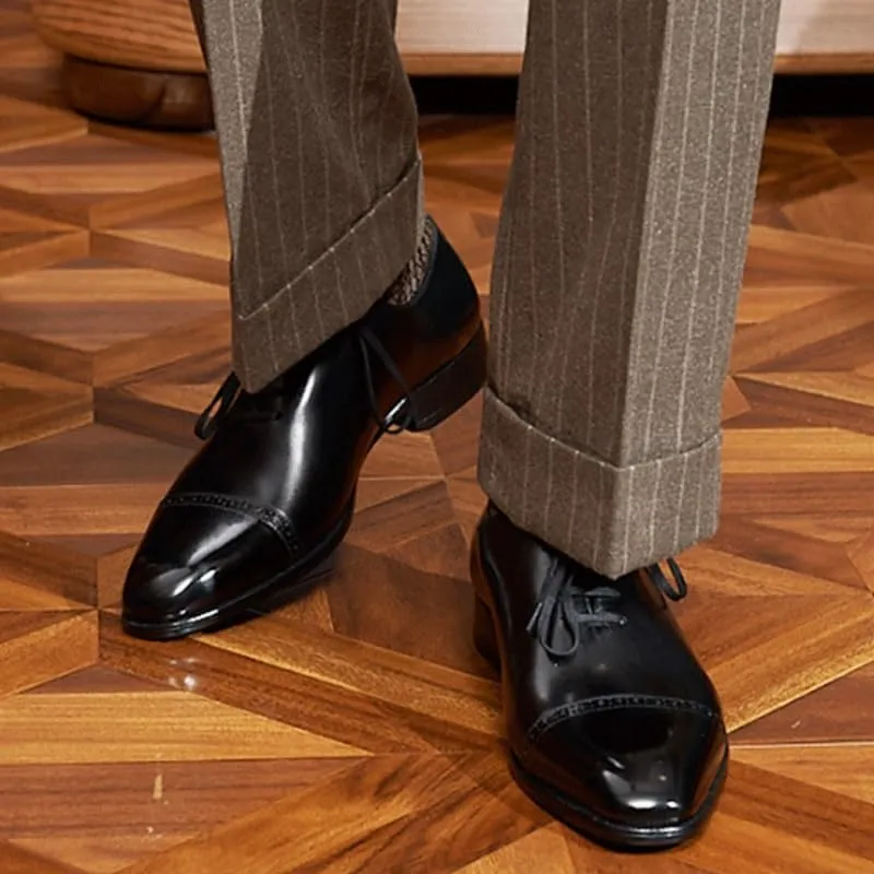 Men's Breathable Leather Wingtip Brogue Oxfords Men's Business Casual Loafers Patent r Formal Oxford Slip On Genuine Prom Suit Shoes