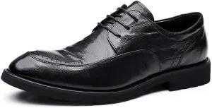 Men’s Brogue Oxford Shoes Genuine Leather Wingtip Dress Shoes for Business Wedding Casual
