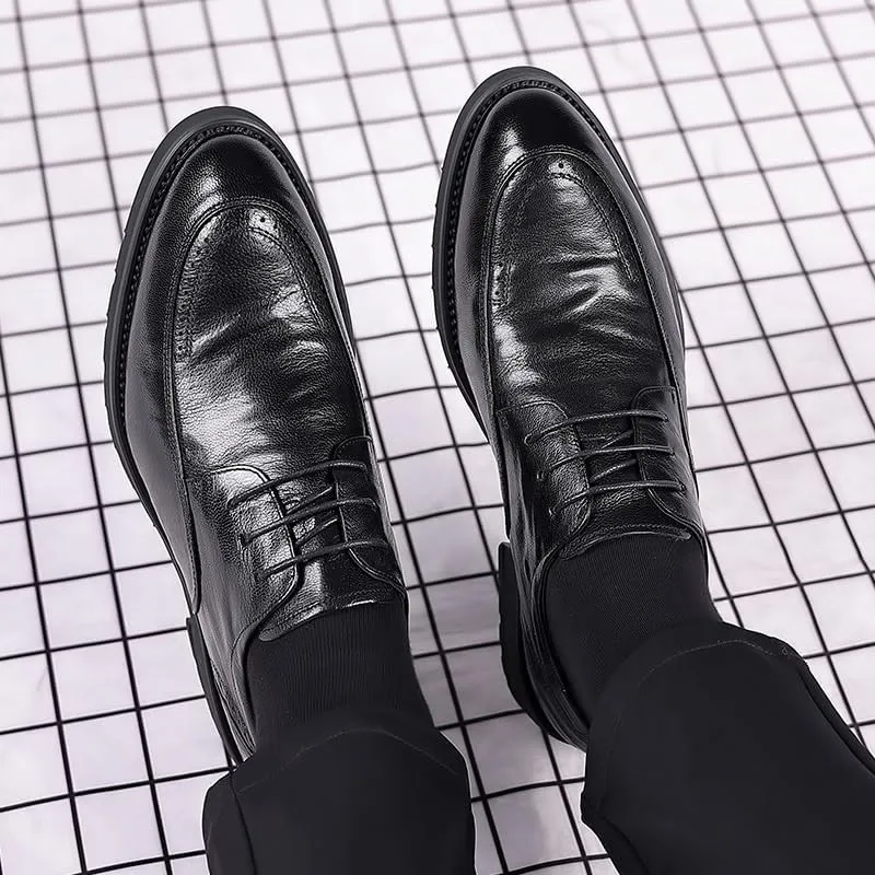 Men’s Brogue Oxford Shoes Genuine Leather Wingtip Dress Shoes for Business Wedding Casual