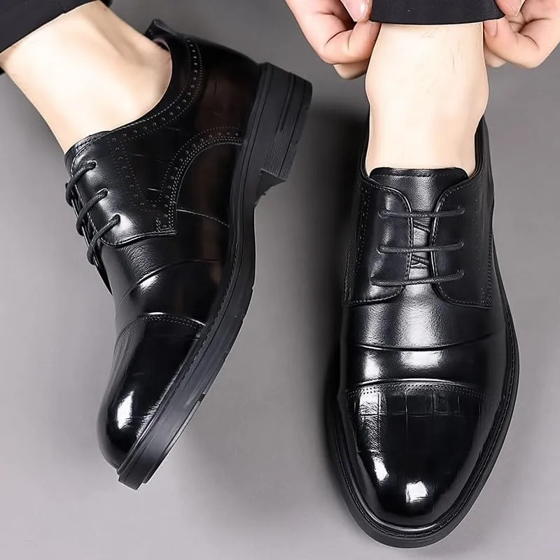 Men's Brogue Oxford Shoes Mens Patent Leather Formal Business Dress Shoes Classic Lace Up Brogue Shoes(7)