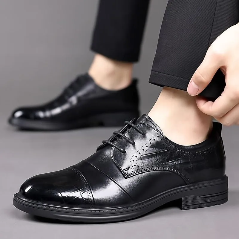 Men's Brogue Oxford Shoes Mens Patent Leather Formal Business Dress Shoes Classic Lace Up Brogue Shoes(7)