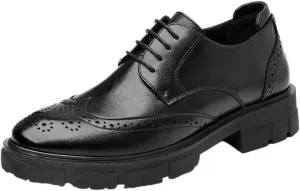 Men's Brogue Oxford Shoes Retro Pointed Toe Lace-up Rubber Thick Sole Leather Shoes Casual Versatile Carved Breathable Business Shoes for Men