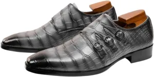 Mens Casual Leather Shoes Buckle Strap Flat Handmade Pointed Toe Slip On Loafers Fashion Lightweight Walking Driving High Boots