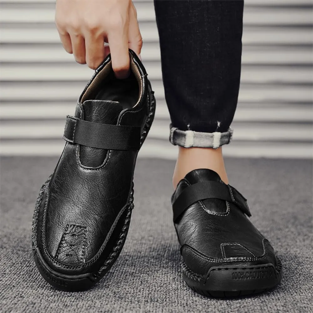 Men's Casual Leather Shoes Premium Microfibre Leather Upper Business Walking Work Driving Hook Loop Lightweight Comfortable