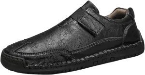Men's Casual Leather Shoes Premium Microfibre Leather Upper Business Walking Work Driving Hook Loop Lightweight Comfortable