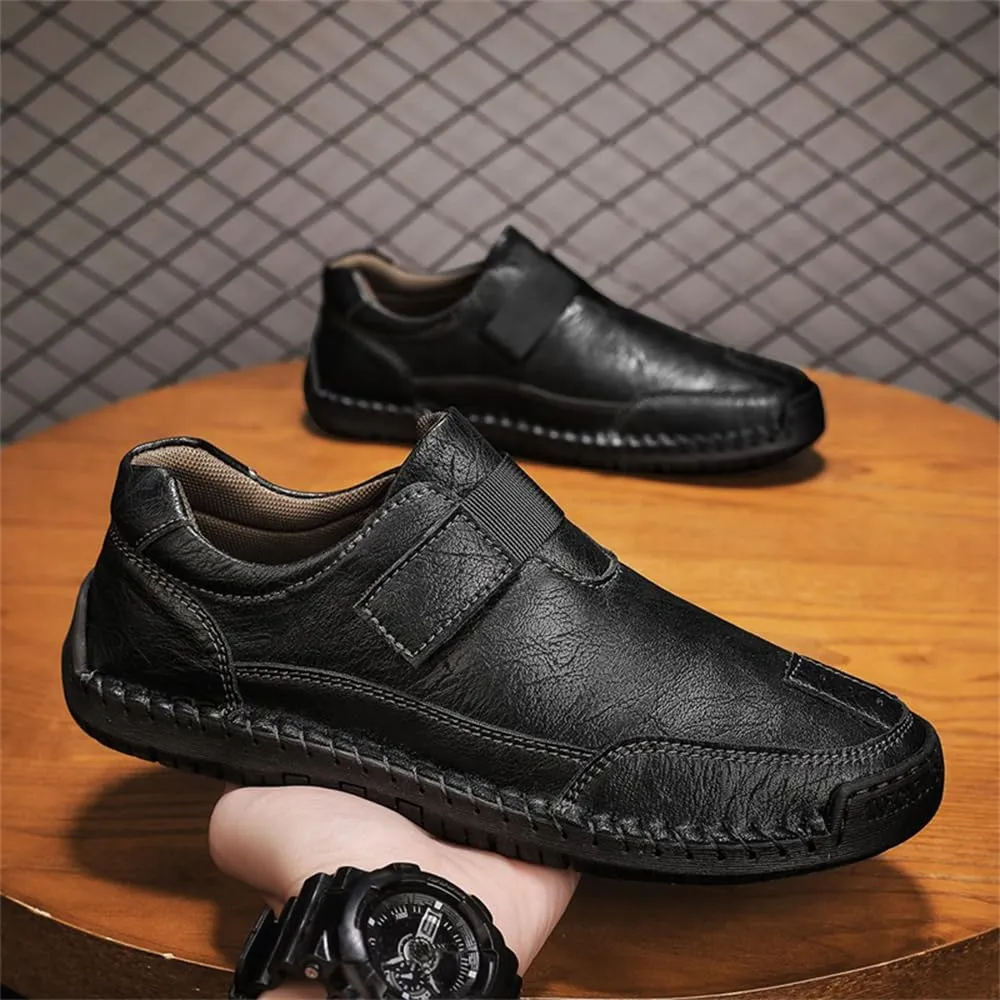 Men's Casual Leather Shoes Premium Microfibre Leather Upper Business Walking Work Driving Hook Loop Lightweight Comfortable