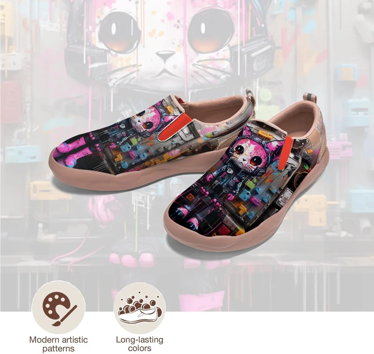 Men's Casual Loafers Animal Painted Sneakers Lightweight Slip-Ons Walking Travel Shoes Mechanical Style