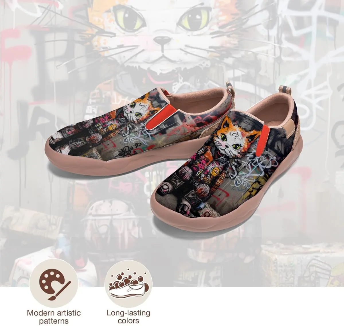 Men's Casual Loafers Animal Painted Sneakers Lightweight Slip-Ons Walking Travel Shoes Mechanical Style