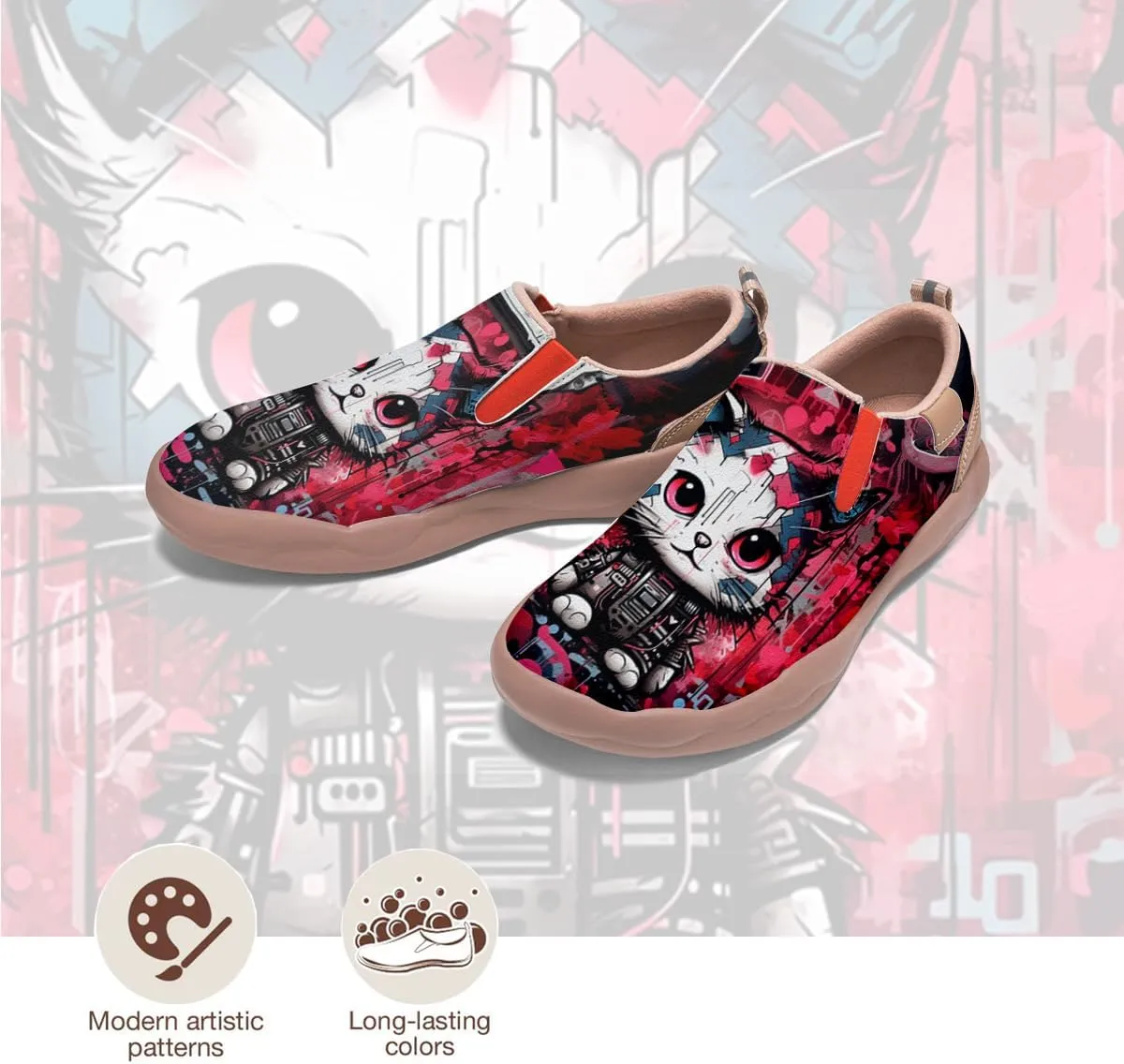 Men's Casual Loafers Animal Painted Sneakers Lightweight Slip-Ons Walking Travel Shoes Mechanical Style