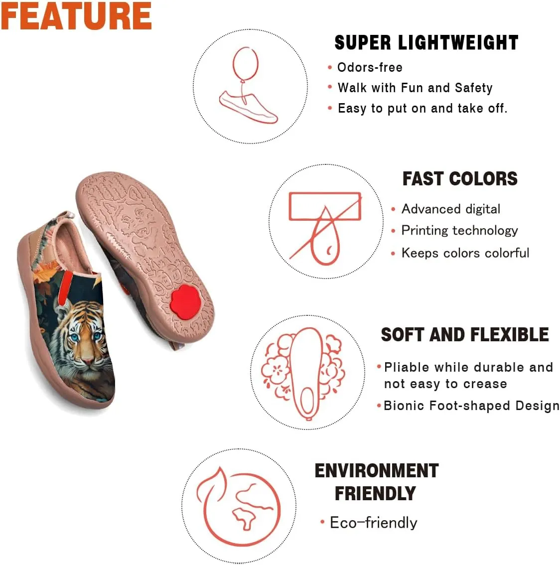 Men's Casual Loafers Animal Painted Sneakers Lightweight Slip-Ons Walking Travel Shoes Mechanical Style